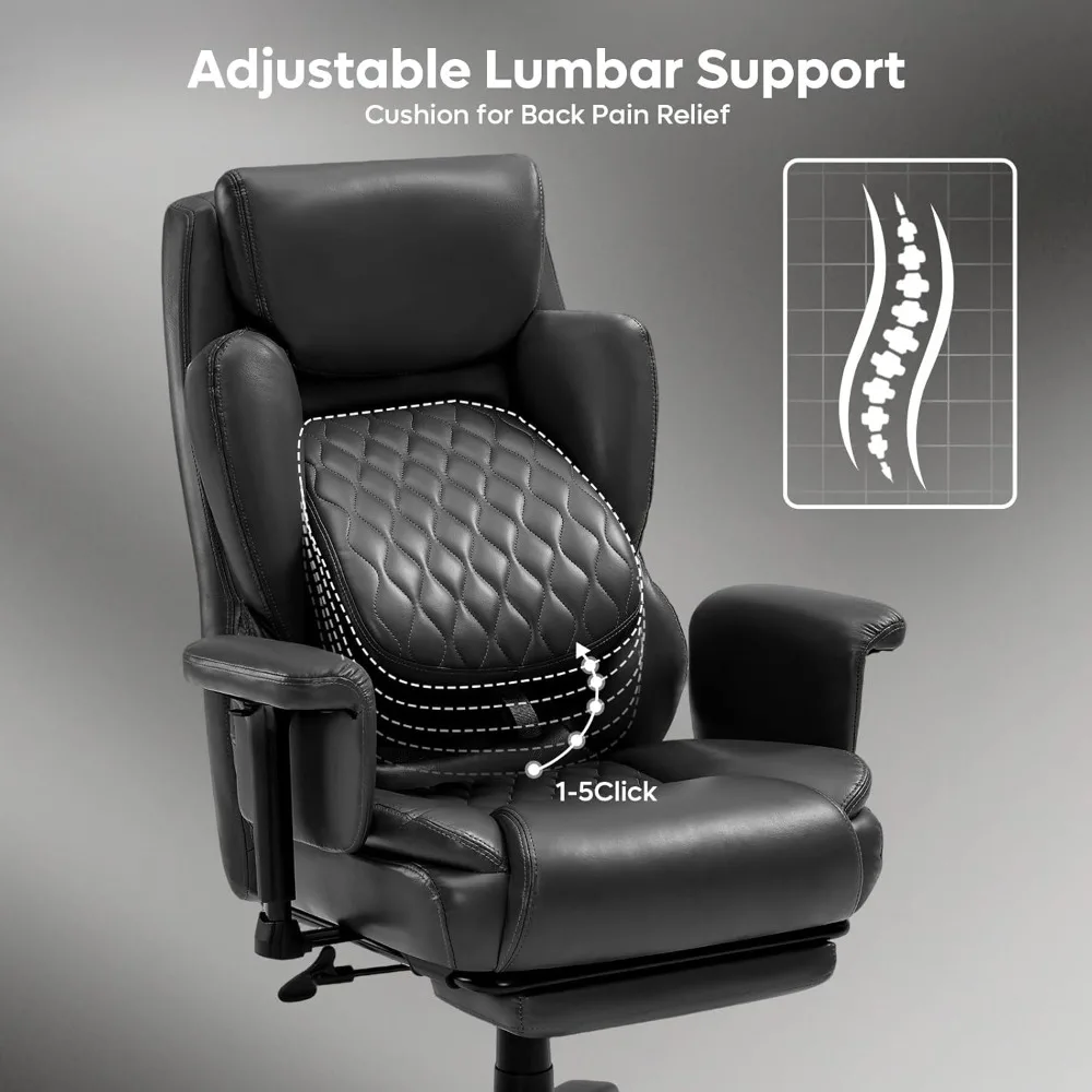 500lbs Executive Office Chair – High-Back with Wide Seat, Adjustable Lumbar Support Cushion for Back Pain & Foot Rest
500lbs Executive Office Chair – High-Back with Wide Seat, Adjustable Lumbar Support Cushion for Back Pain & Foot Rest