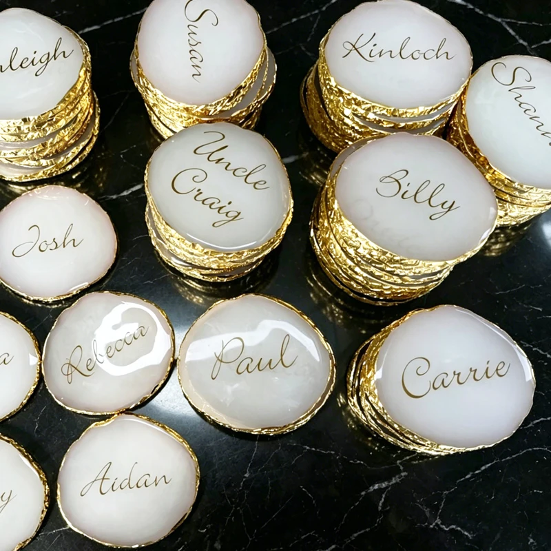 Personalized Wedding Coasters Resin Coasters Gold Rim Jewelry Plate Custom Place Name Card Wedding Favors
Personalized Wedding Coasters Resin Coasters Gold Rim Jewelry Plate Custom Place Name Card Wedding Favors
