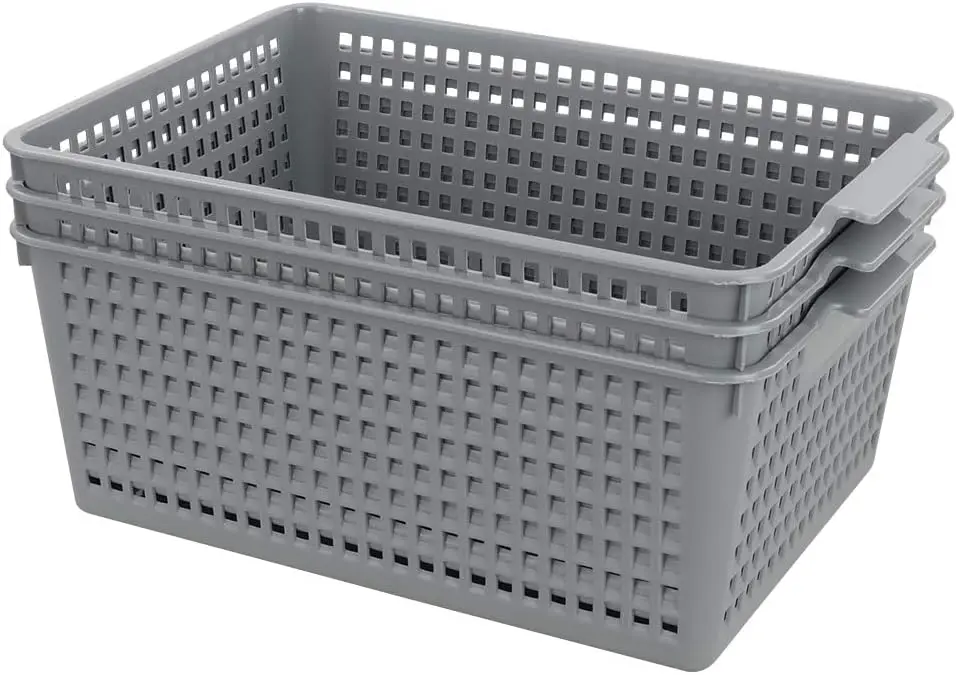 Large Grey Plastic Storage Bins, 3-Pack for Organizing Essentials
Large Grey Plastic Storage Bins, 3-Pack for Organizing Essentials