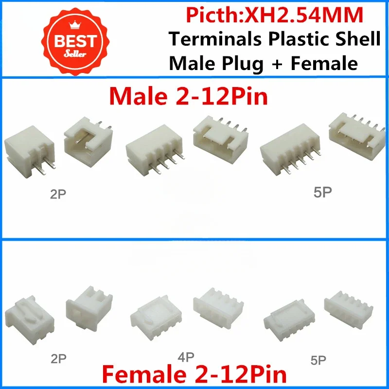 100Pcs JST XH2.54 2/3/4/5/6/7-12 Pin Terminals Plastic Shell Male Plug + Female Socket Wire Connector XH 2.54 2P 3P 4P 5P
100Pcs JST XH2.54 2/3/4/5/6/7-12 Pin Terminals Plastic Shell Male Plug + Female Socket Wire Connector XH 2.54 2P 3P 4P 5P