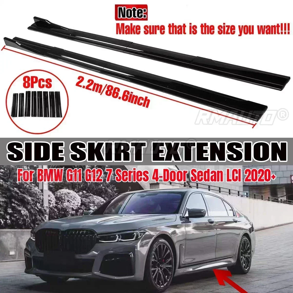 High Quality 2.2m Side Skirts Extension Rocker Splitters Diffuser Winglet Wings For BMW 7 Series G11 G12 4-Door Sedan LCI 2020+
High Quality 2.2m Side Skirts Extension Rocker Splitters Diffuser Winglet Wings For BMW 7 Series G11 G12 4-Door Sedan LCI 2020+