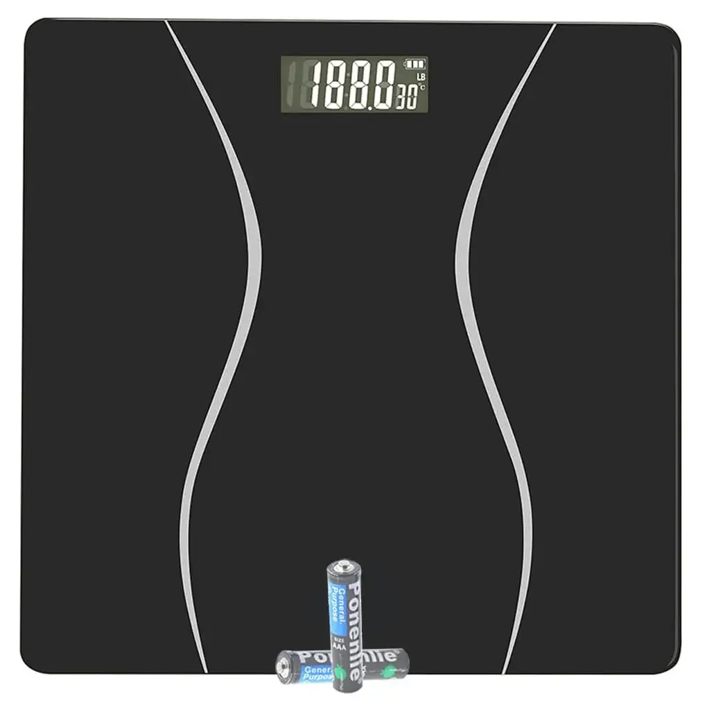 Digital Bathroom Scale, 400LB/180KG, Body Weight Scale With 2 Units LB/KG, Black
Digital Bathroom Scale, 400LB/180KG, Body Weight Scale With 2 Units LB/KG, Black