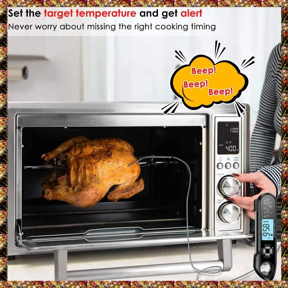 BTCL Meat Thermometer Dual Probe Instant Read Food Meat Thermometers For Cooking With Alarm Function And Backlight
BTCL Meat Thermometer Dual Probe Instant Read Food Meat Thermometers For Cooking With Alarm Function And Backlight