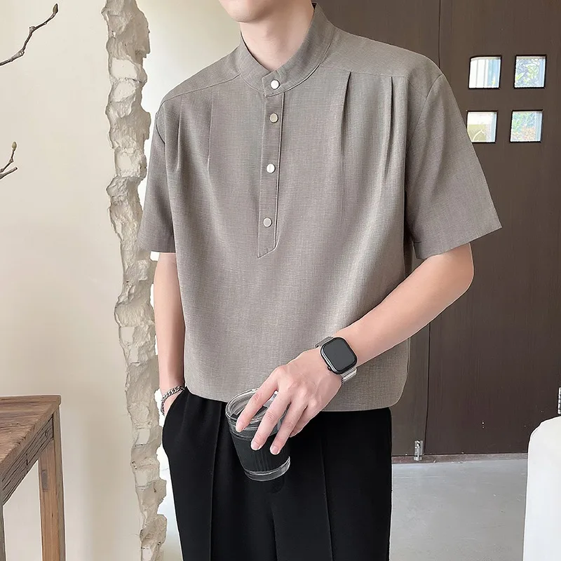 2024 Summer Ice Silk Short Sleeves Shirts Men's Retro Stand-up Collar Loose Casual Pullover Shirt Business Social Tuxedo Blouse
2024 Summer Ice Silk Short Sleeves Shirts Men's Retro Stand-up Collar Loose Casual Pullover Shirt Business Social Tuxedo Blouse
