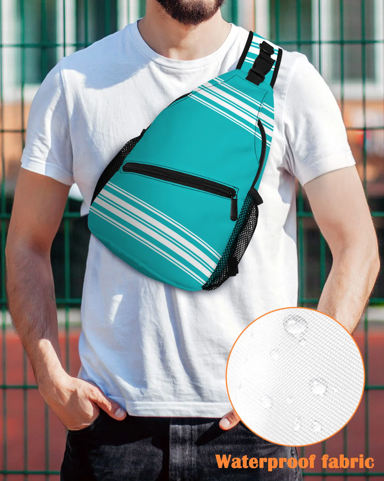 Teal Stripes Rustic Farmhouse Chest Bag for Men Women Casual Crossbody Bag Outdoor Travel Climb Waterproof Sling Bag
Teal Stripes Rustic Farmhouse Chest Bag for Men Women Casual Crossbody Bag Outdoor Travel Climb Waterproof Sling Bag