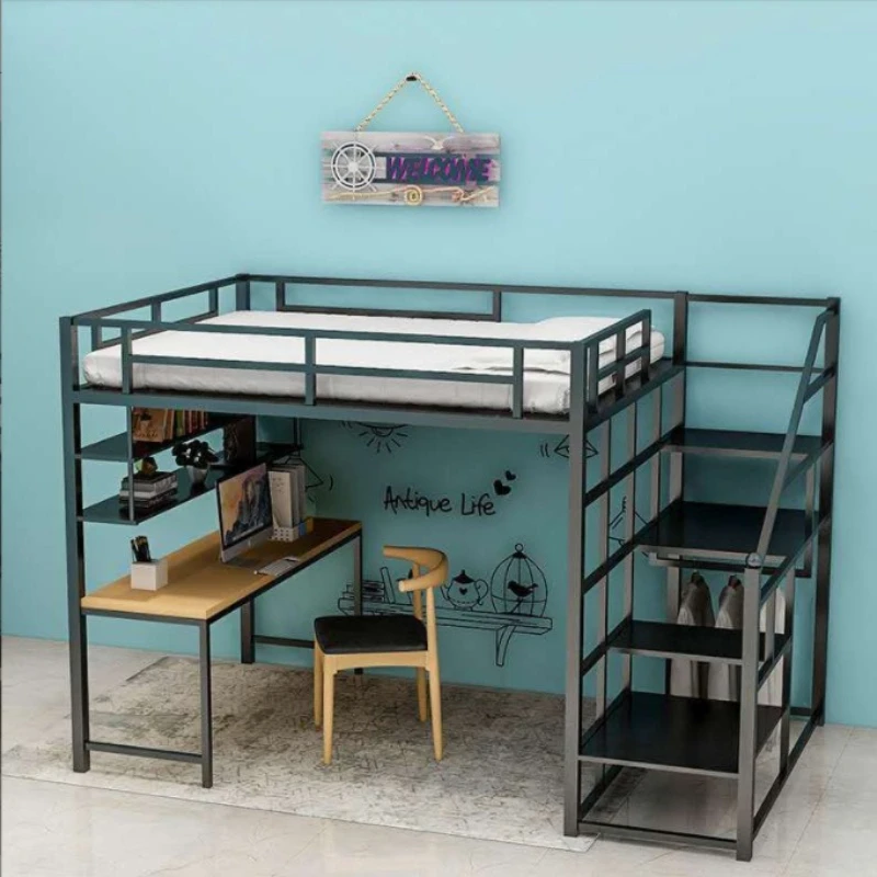 Nordic wrought iron single double bed student bunk raised single dormitory table
Nordic wrought iron single double bed student bunk raised single dormitory table