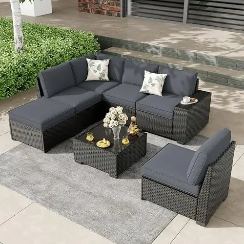 7 Pieces Patio Furniture Set, Wicker Outdoor Conversation Sets with Tea Table, Rattan Patio Sofa with Thick Cushions
7 Pieces Patio Furniture Set, Wicker Outdoor Conversation Sets with Tea Table, Rattan Patio Sofa with Thick Cushions