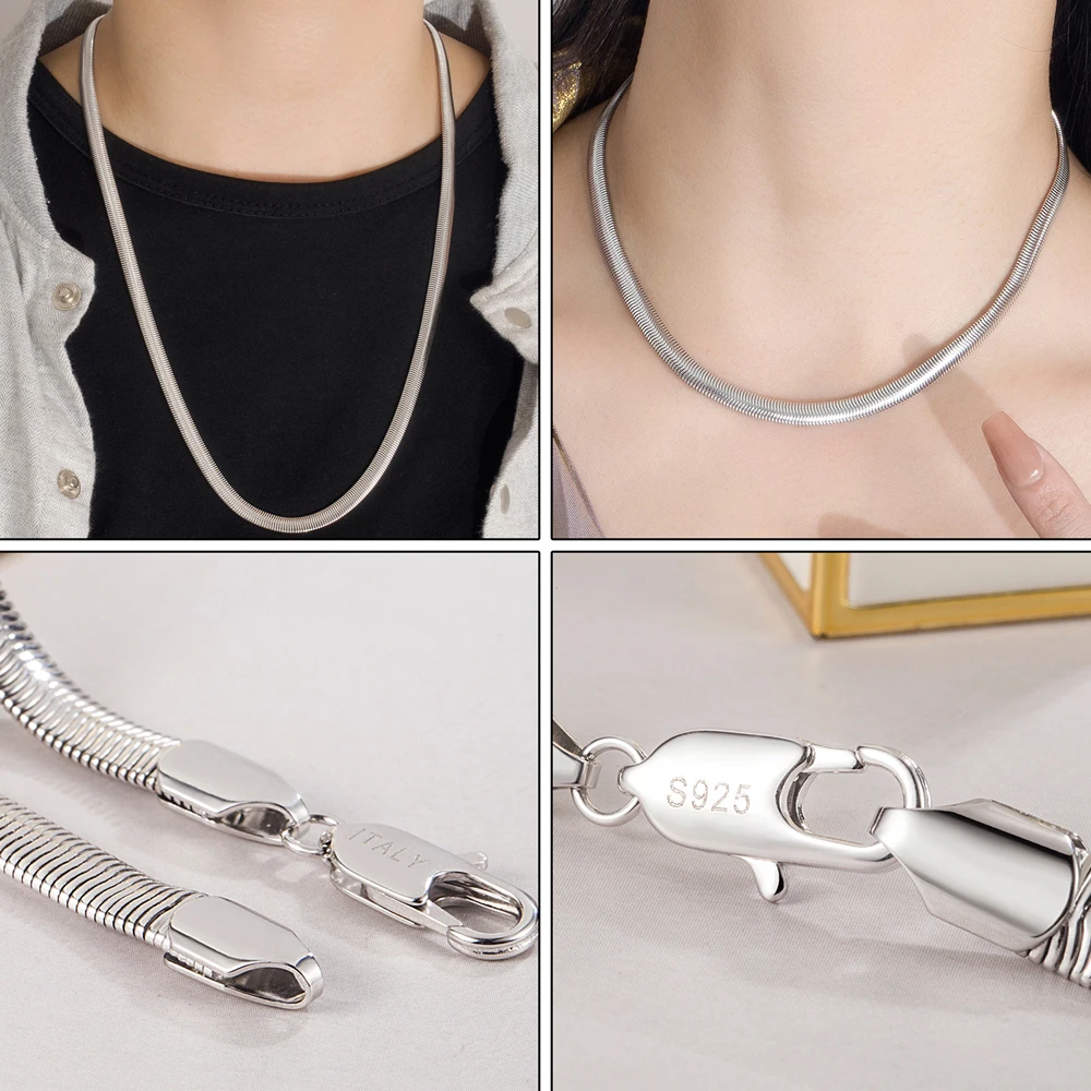 Hip Hop Men's 925 Sterling Silver Flat Snake Necklace 6/8mm Width Vintage Temperament Choker Chain Link Jewelry
Hip Hop Men's 925 Sterling Silver Flat Snake Necklace 6/8mm Width Vintage Temperament Choker Chain Link Jewelry