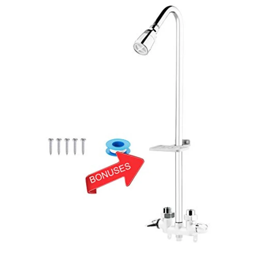 Outdoor Shower Fixture Systemwith Rustproof Riser and Riser Extension Double Handle Utility Shower Faucet with Showerhead and S
Outdoor Shower Fixture Systemwith Rustproof Riser and Riser Extension Double Handle Utility Shower Faucet with Showerhead and S