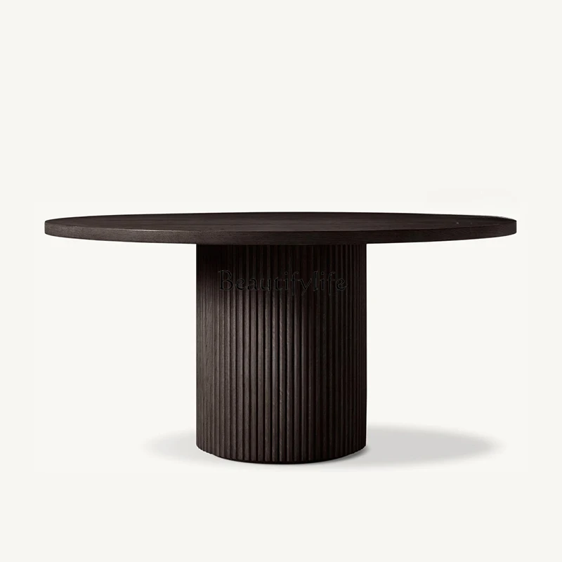 American rural pastoral light luxury high-end solid wood round dining table, homestay meal negotiation table
American rural pastoral light luxury high-end solid wood round dining table, homestay meal negotiation table