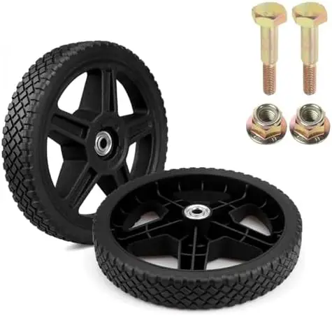 10" Lawn Mower Wheels with Bolts & Lock Kit - Universal Fit for Mowers, Generators, Pressure Washers (2 Pack)
10" Lawn Mower Wheels with Bolts & Lock Kit - Universal Fit for Mowers, Generators, Pressure Washers (2 Pack)