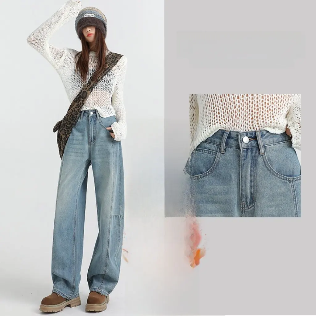 Винтажные синие широкие джинсы с высокой талией на флисовой подкладке, женские зимние свободные брюки Scimitar, популярный стиль
Винтажные синие широкие джинсы с высокой талией на флисовой подкладке, женские зимние свободные брюки Scimitar, популярный стиль