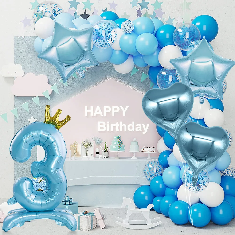 Crown Number Balloon Light Blue Series Heart Star Foil Helium Balloons for Birthday Party Anniversary Background Arch Decoration
Crown Number Balloon Light Blue Series Heart Star Foil Helium Balloons for Birthday Party Anniversary Background Arch Decoration