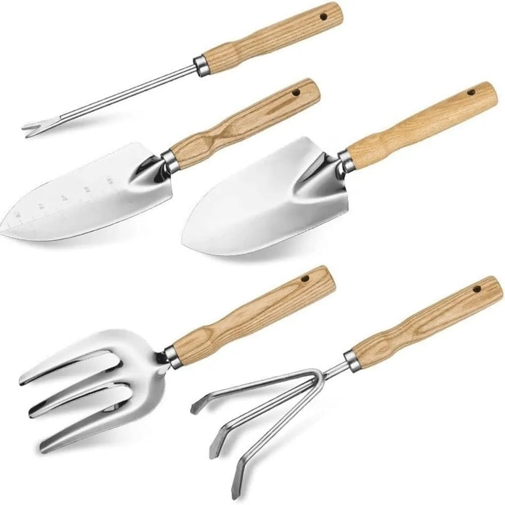 Garden Tool Set, 5 Piece Stainless Steel Gardening Tools Kit with Wooden Handle, Gardening Gifts for Women Men
Garden Tool Set, 5 Piece Stainless Steel Gardening Tools Kit with Wooden Handle, Gardening Gifts for Women Men