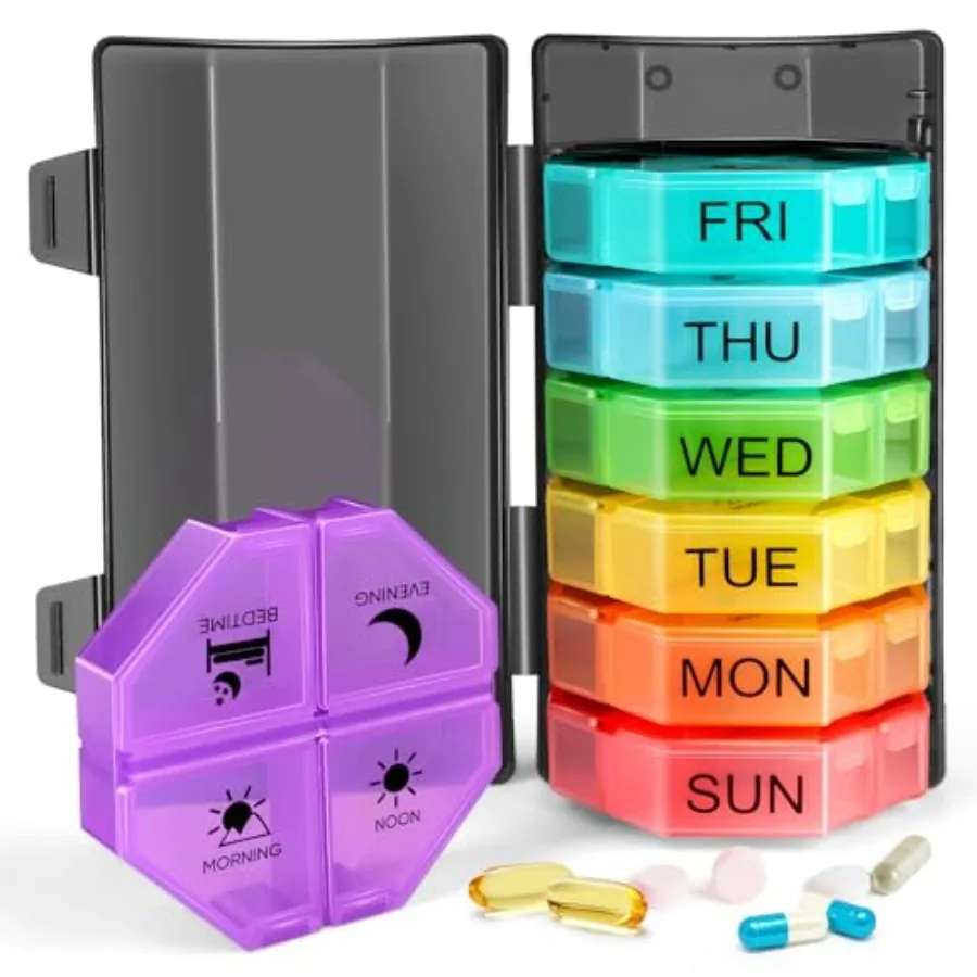 Weekly Pill Organizer 4 Times a Day, 7 Day Travel Pill wit 28 Large Compartments Daily Pill, Portable Pill Container Medicine O
Weekly Pill Organizer 4 Times a Day, 7 Day Travel Pill wit 28 Large Compartments Daily Pill, Portable Pill Container Medicine O