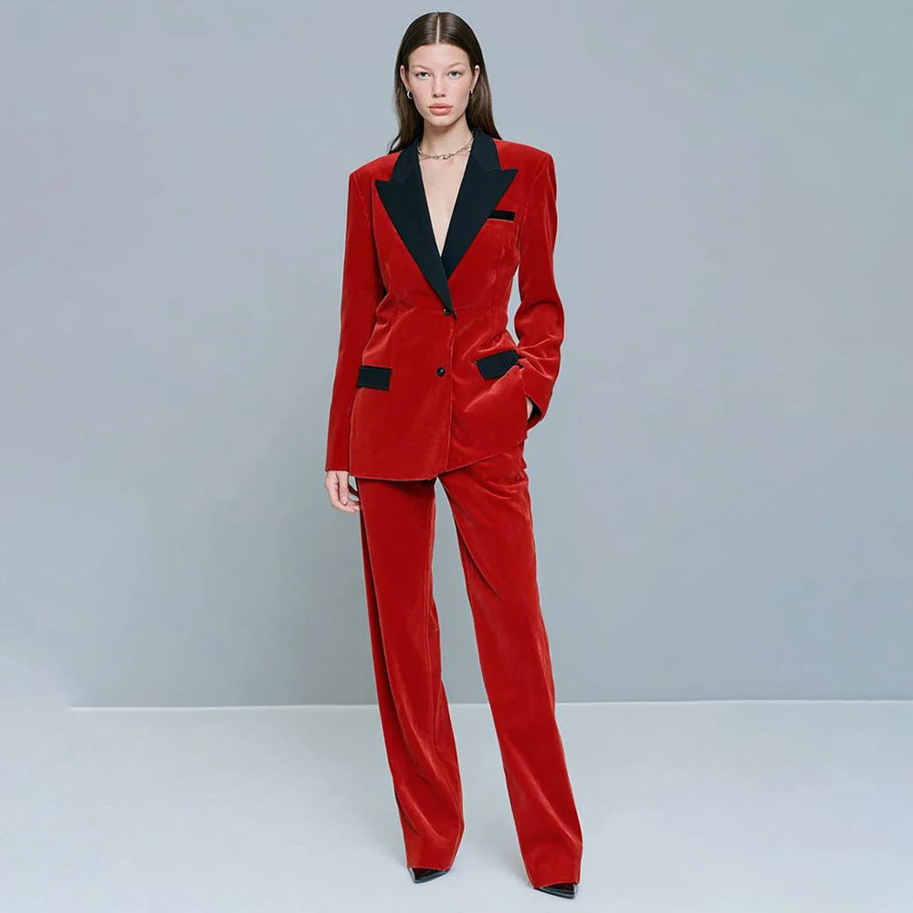 Elegant Velvet Women's Suits 2 Piece Jacket Pants Set Formal Single Breasted Black Peak Lapel Blazer Office Lady Female Clothing
Elegant Velvet Women's Suits 2 Piece Jacket Pants Set Formal Single Breasted Black Peak Lapel Blazer Office Lady Female Clothing