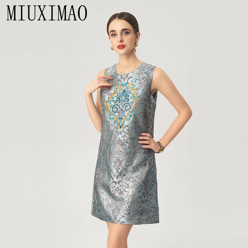 MIUXIMAO 2026 Royal Luxury Jacquard Summer Dress Leaf Floral Pattern A-Line Mini Short Diamonds Dress Women's Vestido Fashion
MIUXIMAO 2026 Royal Luxury Jacquard Summer Dress Leaf Floral Pattern A-Line Mini Short Diamonds Dress Women's Vestido Fashion