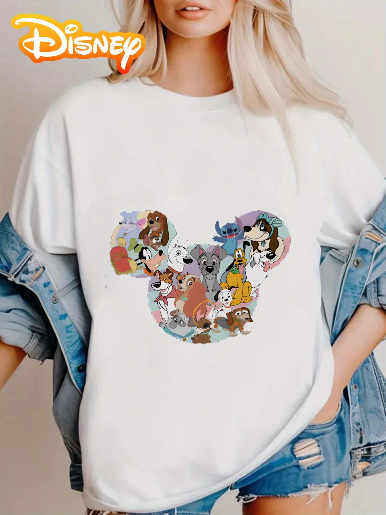 Новая женская футболка с принтом собаки Диснея, летний модный топ с короткими рукавами, дизайн с принтом спереди
Новая женская футболка с принтом собаки Диснея, летний модный топ с короткими рукавами, дизайн с принтом спереди