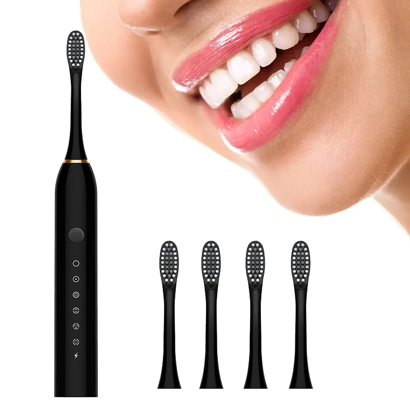 Portable Electric Toothbrush 6 Modes USB Rechargeable High Frequency Vibrating Household Replacement Heads Oral Tooth Brush
Portable Electric Toothbrush 6 Modes USB Rechargeable High Frequency Vibrating Household Replacement Heads Oral Tooth Brush