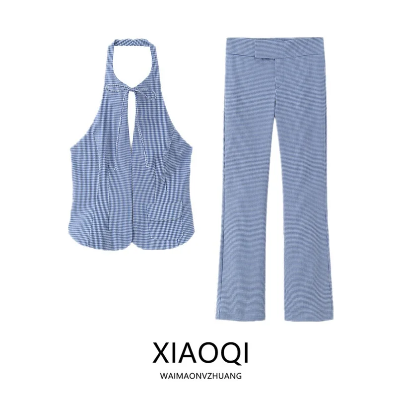 Spring 2026 New Women's Backless Small Plaid Collar Shirt Neck Hanging Design Fashionable Casual Top for Ladies
Spring 2026 New Women's Backless Small Plaid Collar Shirt Neck Hanging Design Fashionable Casual Top for Ladies