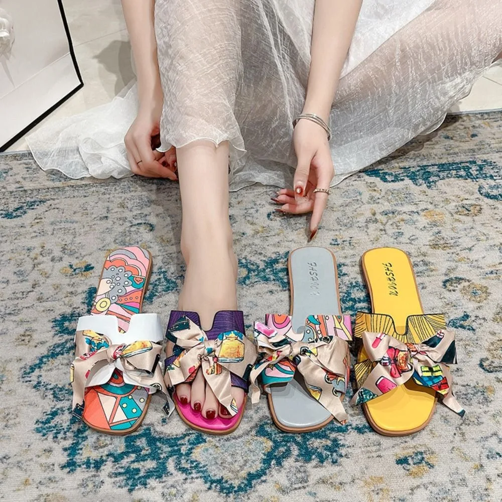 Fashion Colorful Ribbon Bowknot Slippers Non-Slip Elegant Slides Sandals Household Shoes Flower Summer Beach Slippers Girls
Fashion Colorful Ribbon Bowknot Slippers Non-Slip Elegant Slides Sandals Household Shoes Flower Summer Beach Slippers Girls