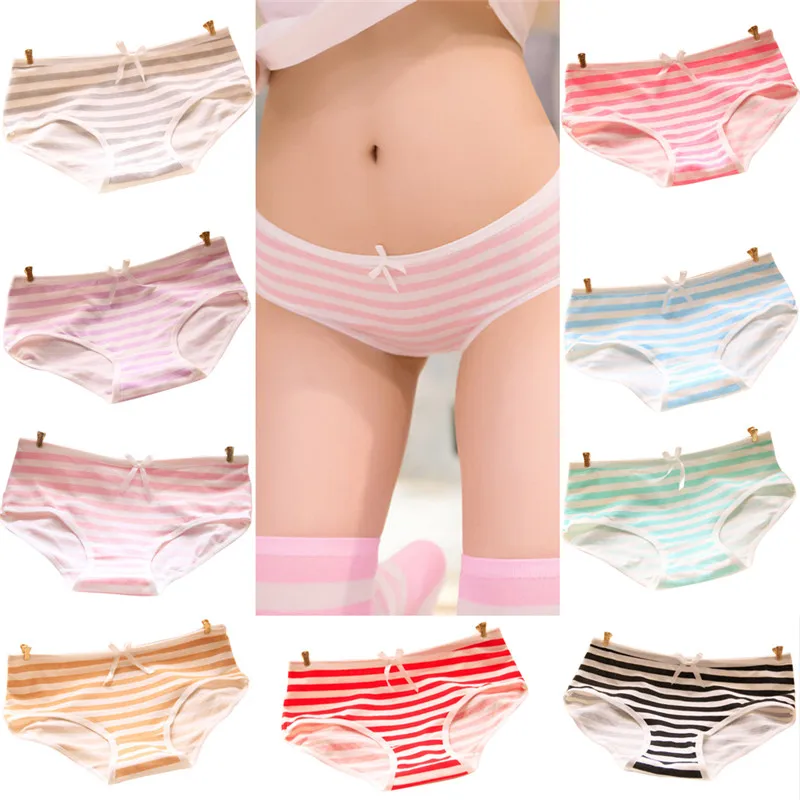 Women Lovely Cute Underwear Stripes Bow Cotton Briefs Panties Hipster Underpants
Women Lovely Cute Underwear Stripes Bow Cotton Briefs Panties Hipster Underpants