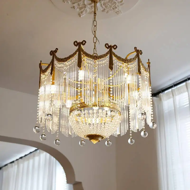 French Copper Crystal Lighting Living Room Pendant Lamp Ceiling Luxury Dining Hanging Chandelier Aesthetic Villa Retro Bedroom
French Copper Crystal Lighting Living Room Pendant Lamp Ceiling Luxury Dining Hanging Chandelier Aesthetic Villa Retro Bedroom