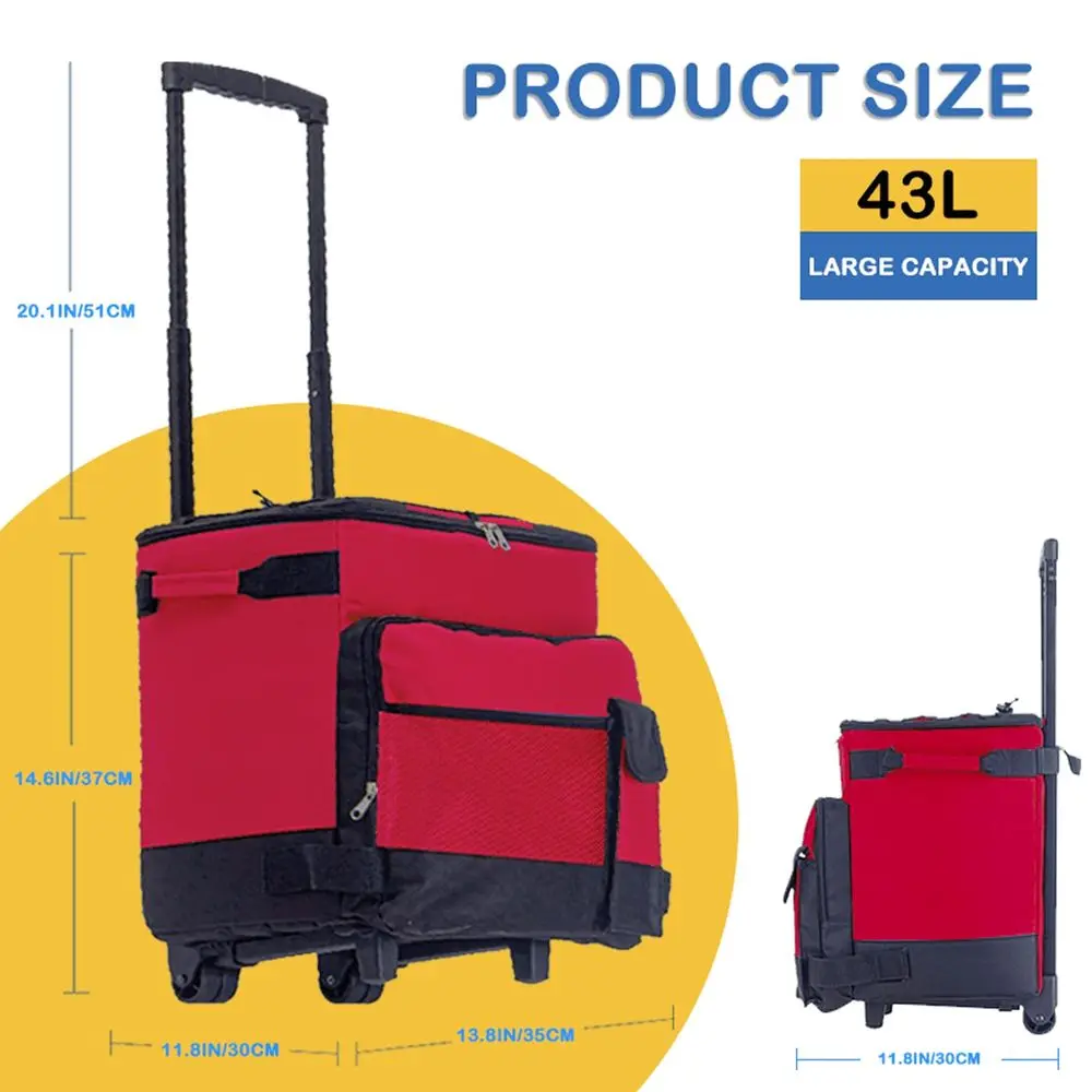 Cooler, 43L Large Leakproof Soft Cooler Bag With Wheels And Handle For Beach Camping Patio Travel Outdoor, Red Luggage Case Tro
Cooler, 43L Large Leakproof Soft Cooler Bag With Wheels And Handle For Beach Camping Patio Travel Outdoor, Red Luggage Case Tro