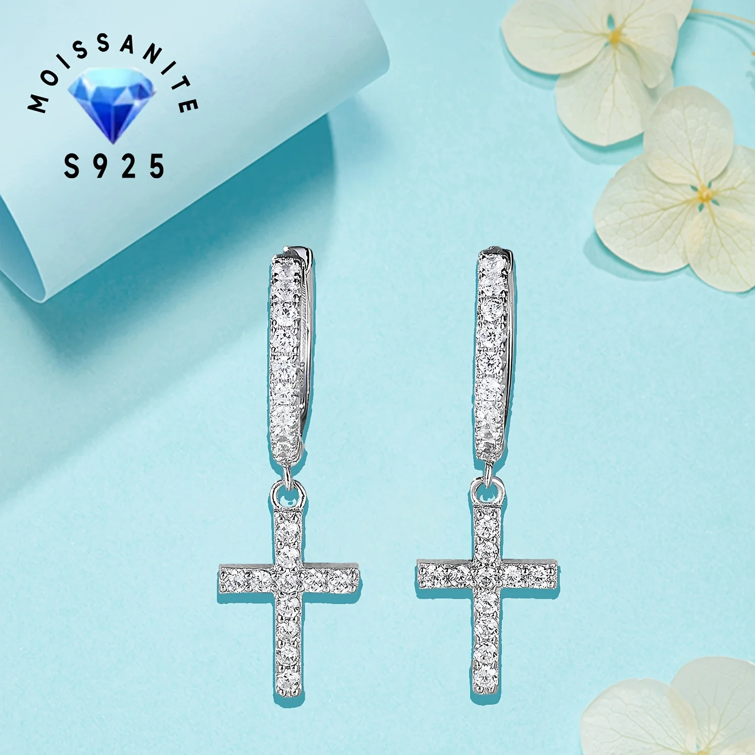 1 Pair Of 925 Sterling Silver 0.63ct Moissanite Cross Hoop Stud Earrings - Designed For Her Timeless Style - The Perfect Fashion
1 Pair Of 925 Sterling Silver 0.63ct Moissanite Cross Hoop Stud Earrings - Designed For Her Timeless Style - The Perfect Fashion