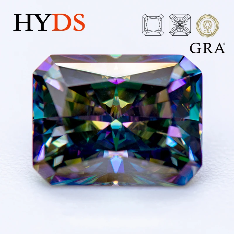 Moissanite Stone Radiant Cut Rainbow Green Color VVS1 Lab Grown Gemstone Charms Beads for Jewelry Making with GRA Certificate
Moissanite Stone Radiant Cut Rainbow Green Color VVS1 Lab Grown Gemstone Charms Beads for Jewelry Making with GRA Certificate