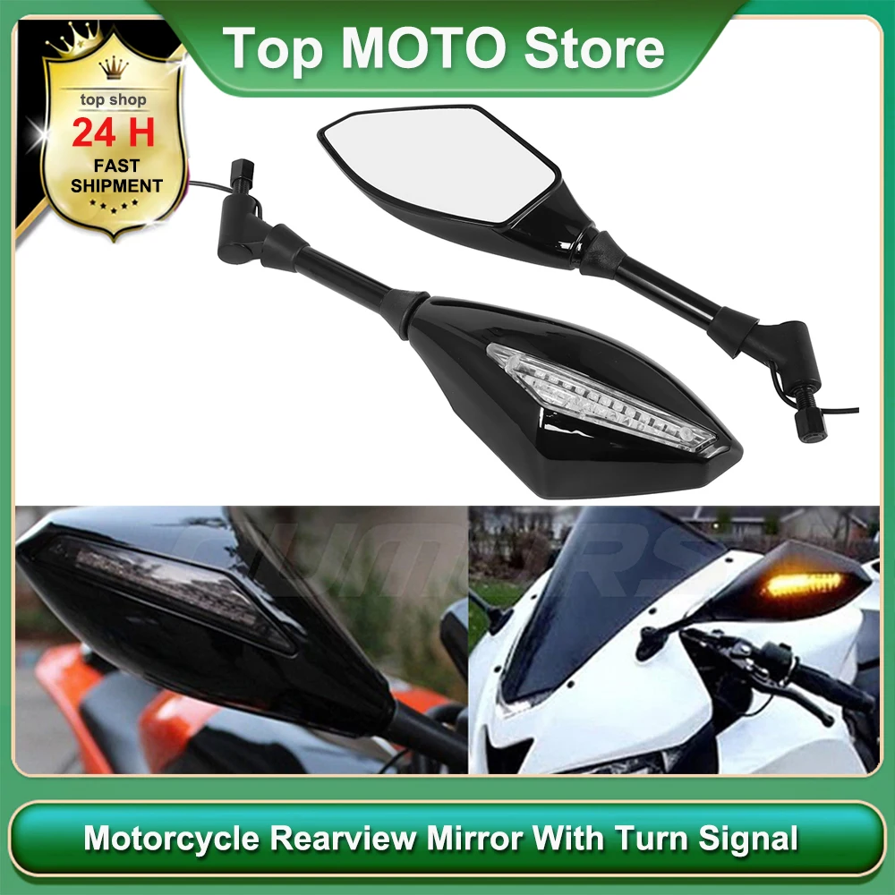 2 X Mirrors with LED Turn Signal Indicator 10mm Motorcycle Rearview Mirror For Honda Suzuki Kawasaki Ducati Yamaha
2 X Mirrors with LED Turn Signal Indicator 10mm Motorcycle Rearview Mirror For Honda Suzuki Kawasaki Ducati Yamaha