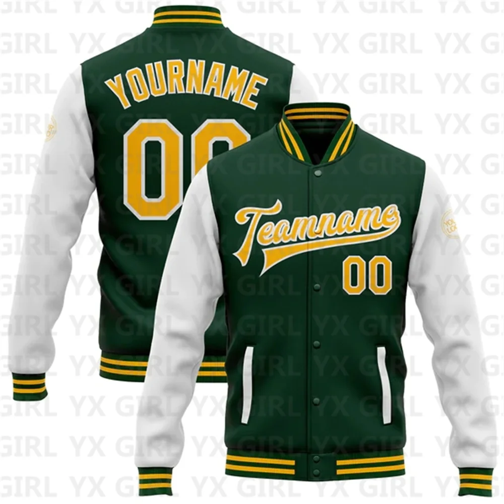 Custom Green Gold-White Bomber Full-Snap Varsity Letterman Two Tone Jacket 3D Baseball Button Jacket
Custom Green Gold-White Bomber Full-Snap Varsity Letterman Two Tone Jacket 3D Baseball Button Jacket