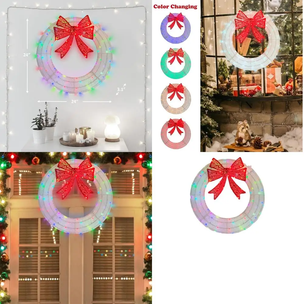 24 Pre-Lit White Outdoor Christmas Wreath with 110 LED Multi-Color Lights for Door or Window
24 Pre-Lit White Outdoor Christmas Wreath with 110 LED Multi-Color Lights for Door or Window