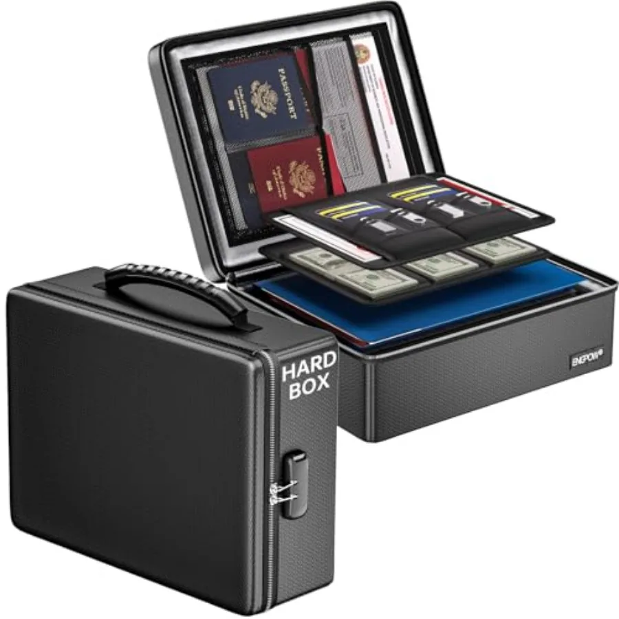 Fireproof Document Bo, Hard Case File Bo with Fireproof Zipper&Lock, 6400°F Heat Insulated Fire and Water Resistant Portable Fi
Fireproof Document Bo, Hard Case File Bo with Fireproof Zipper&Lock, 6400°F Heat Insulated Fire and Water Resistant Portable Fi