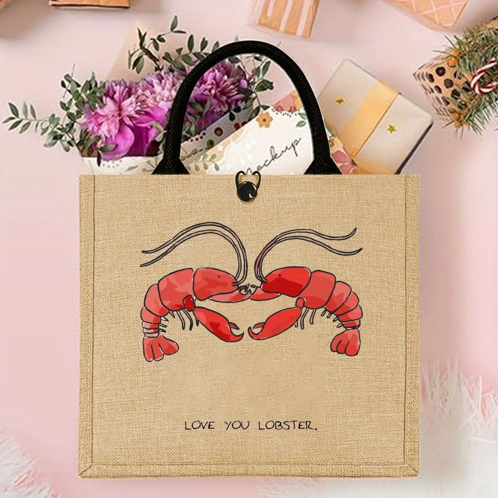 Large Capacity 'love You Lobster' Pattern Jute Tote Bag Perfect for Valentine's Day Gift Picnics Parties Travel Shopping Storage
Large Capacity 'love You Lobster' Pattern Jute Tote Bag Perfect for Valentine's Day Gift Picnics Parties Travel Shopping Storage