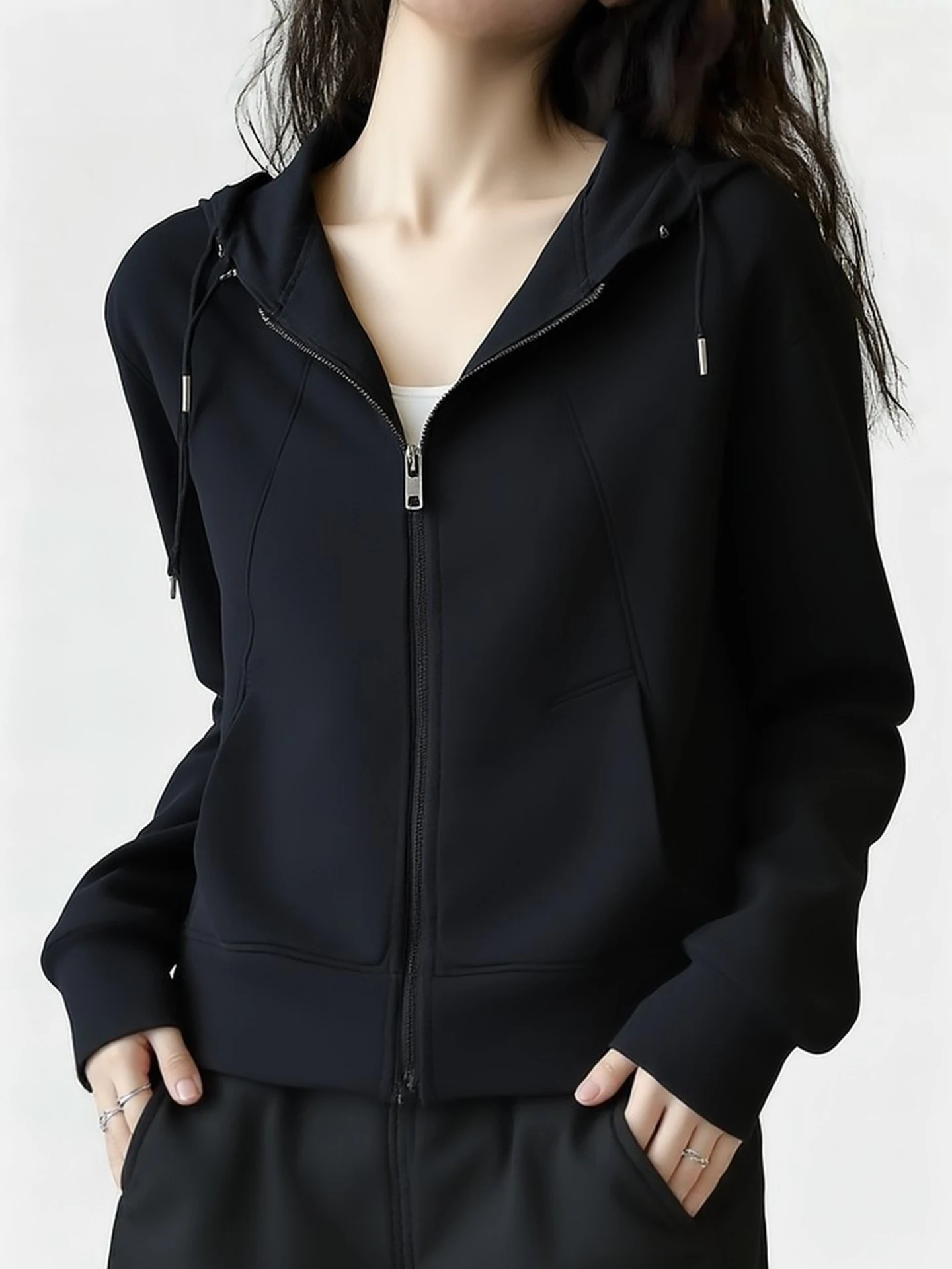 Fashionable Spring Commute Zipper Hoodie Women's Pure Color Loose Fit Sweatshirt Korean Style Long Sleeve Casual Top
Fashionable Spring Commute Zipper Hoodie Women's Pure Color Loose Fit Sweatshirt Korean Style Long Sleeve Casual Top