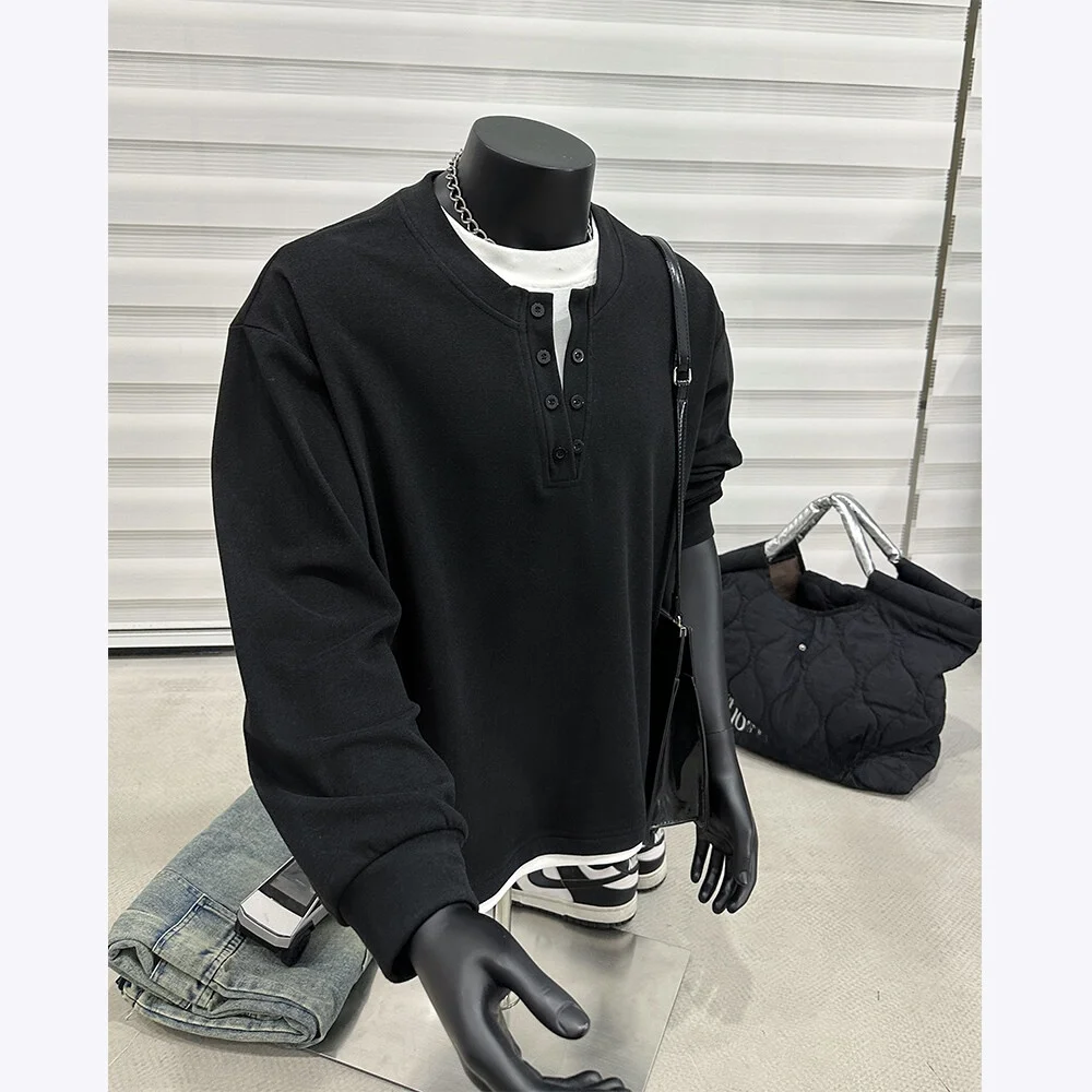 Men's Long Sve Henry Collar Velvet Base irt Design Sensation Autumn Winter Sweatirt Casual Loose Fit Youth Trend
Men's Long Sve Henry Collar Velvet Base irt Design Sensation Autumn Winter Sweatirt Casual Loose Fit Youth Trend