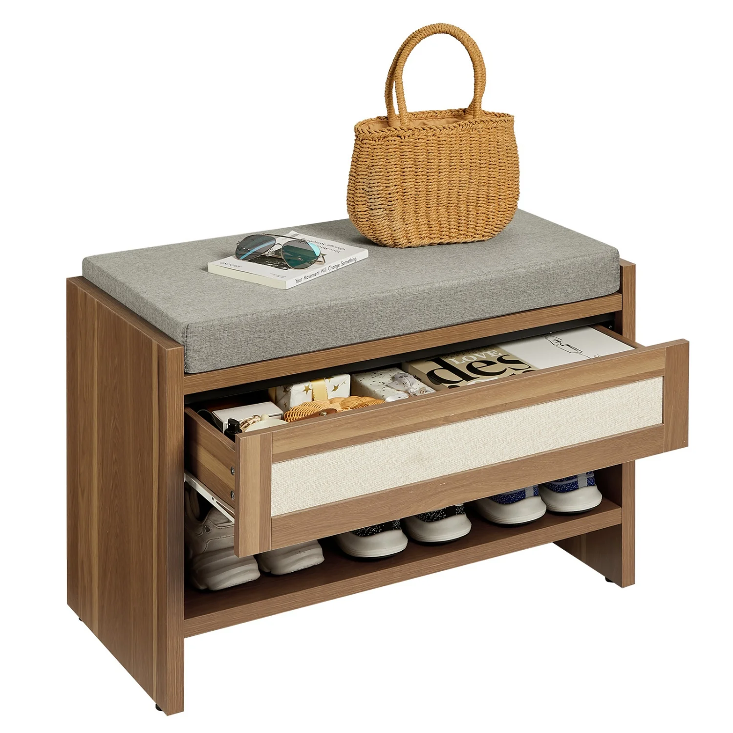 31 inch Farmhouse Entryway Shoe Bench with Storage Drawer – Wooden Organizer with Open Shelf & Padded Linen Cushion – Ideal for Hallway, Bedroom, or Living Room
31 inch Farmhouse Entryway Shoe Bench with Storage Drawer – Wooden Organizer with Open Shelf & Padded Linen Cushion – Ideal for Hallway, Bedroom, or Living Room