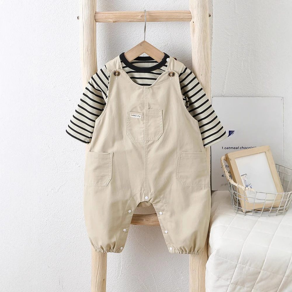Spring Korean Style Cotton Baby 2 Pieces Sets Pocket Loose Kids Overalls Striped Long Sleeve O Neck Newborn T-shirt
Spring Korean Style Cotton Baby 2 Pieces Sets Pocket Loose Kids Overalls Striped Long Sleeve O Neck Newborn T-shirt