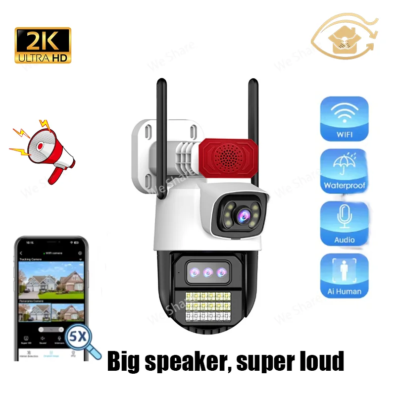 2K 2-in-1 Outdoor PTZ Security Camera WiFi Dual Lens Loud Speaker 360° Starlight Full Color Night Motion Detect Alarm
2K 2-in-1 Outdoor PTZ Security Camera WiFi Dual Lens Loud Speaker 360° Starlight Full Color Night Motion Detect Alarm