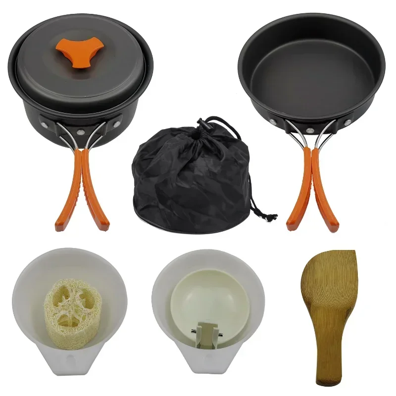 New Folding Cookset, Kitchen Cooking, Teapot and Pans Equipment Aluminum Outdoor Camping Cookware Set with Mesh Bag
New Folding Cookset, Kitchen Cooking, Teapot and Pans Equipment Aluminum Outdoor Camping Cookware Set with Mesh Bag