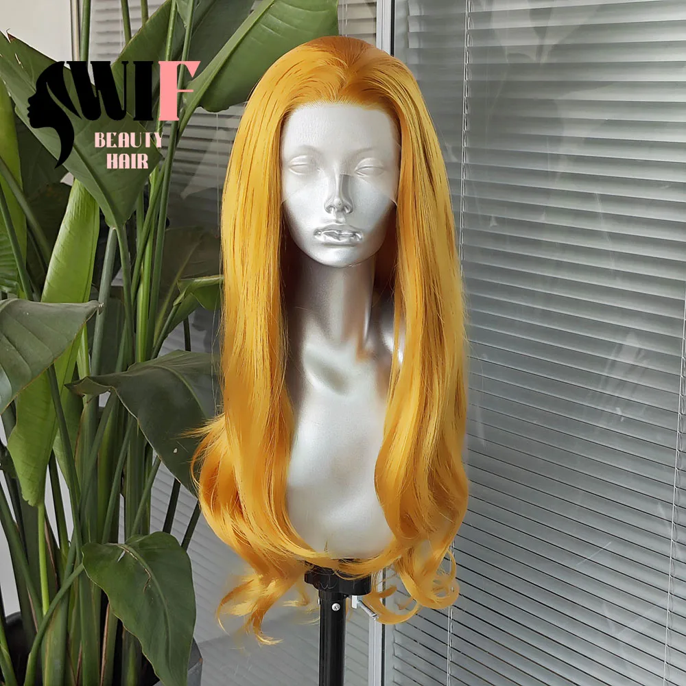 WIF Yellow Colored Synthetic Wig Long Silk Straight Heat Fiber Lace Front Wigs Natural Straight Women Party Use Yellow Hair
WIF Yellow Colored Synthetic Wig Long Silk Straight Heat Fiber Lace Front Wigs Natural Straight Women Party Use Yellow Hair