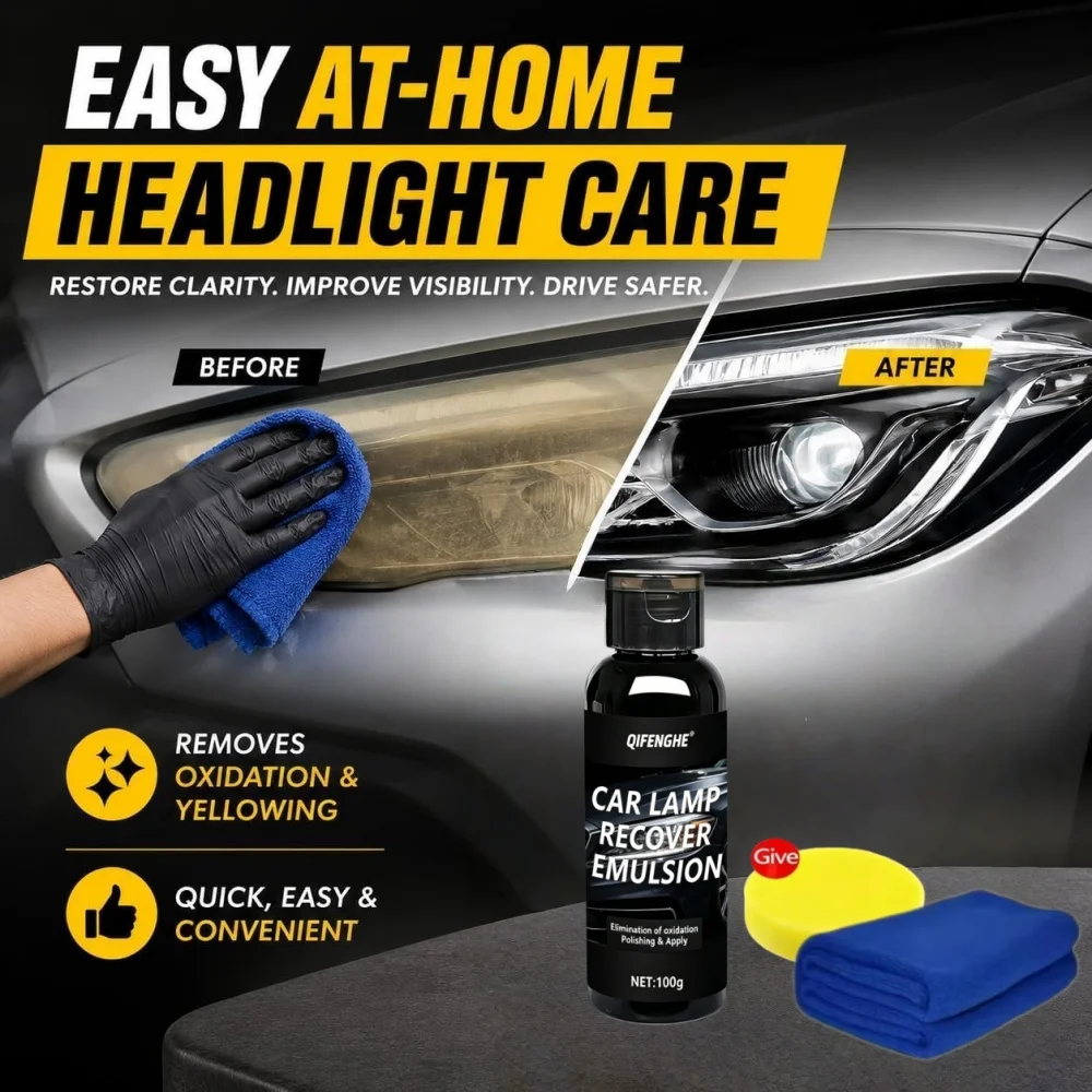 QIFENGHE 100g Car Lamp Recover Emulsion, Eliminates Oxidation, Polishes & Restores Headlights with Free Applicator Sponge
QIFENGHE 100g Car Lamp Recover Emulsion, Eliminates Oxidation, Polishes & Restores Headlights with Free Applicator Sponge