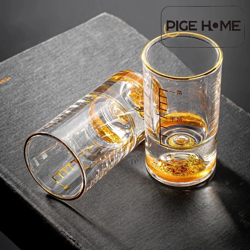 PIGE HOME 50/100ML Crystal Glass Wine Cup with Scale Gold Foil Clear Whiskey Cup Thickened Cup Bottom Round Mouth Home Drinkware
PIGE HOME 50/100ML Crystal Glass Wine Cup with Scale Gold Foil Clear Whiskey Cup Thickened Cup Bottom Round Mouth Home Drinkware