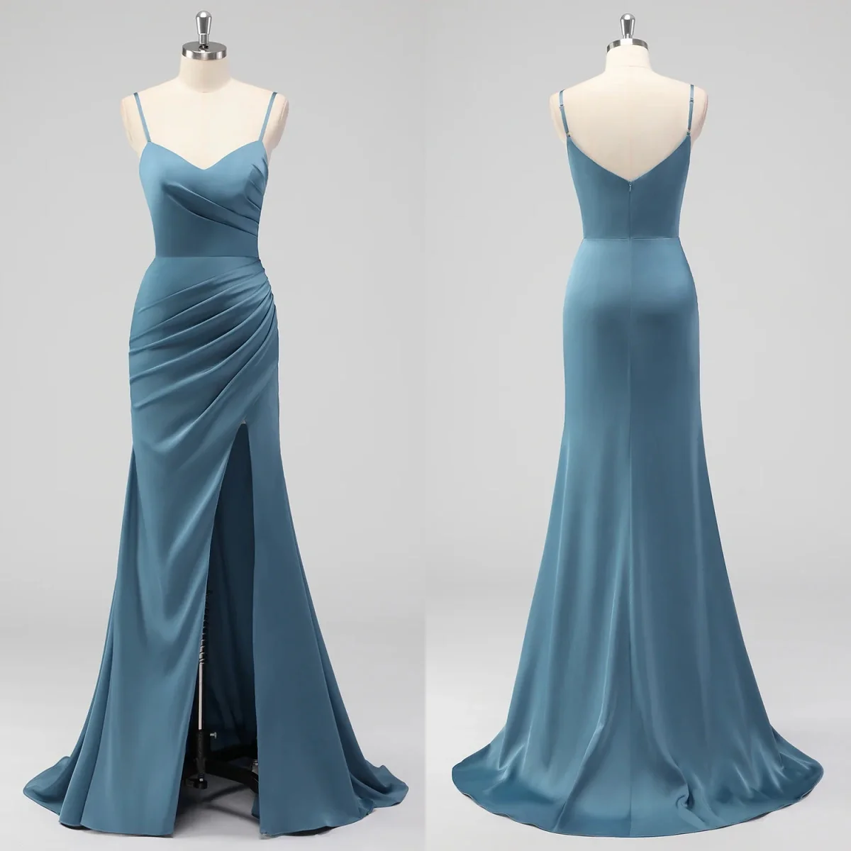 Simple Mermaid Evening Dresses Charming V Neck Satin Sleeveless Prom Gowns Sexy Sweep Train Customized Wedding Bridesmaid Gowns
Simple Mermaid Evening Dresses Charming V Neck Satin Sleeveless Prom Gowns Sexy Sweep Train Customized Wedding Bridesmaid Gowns