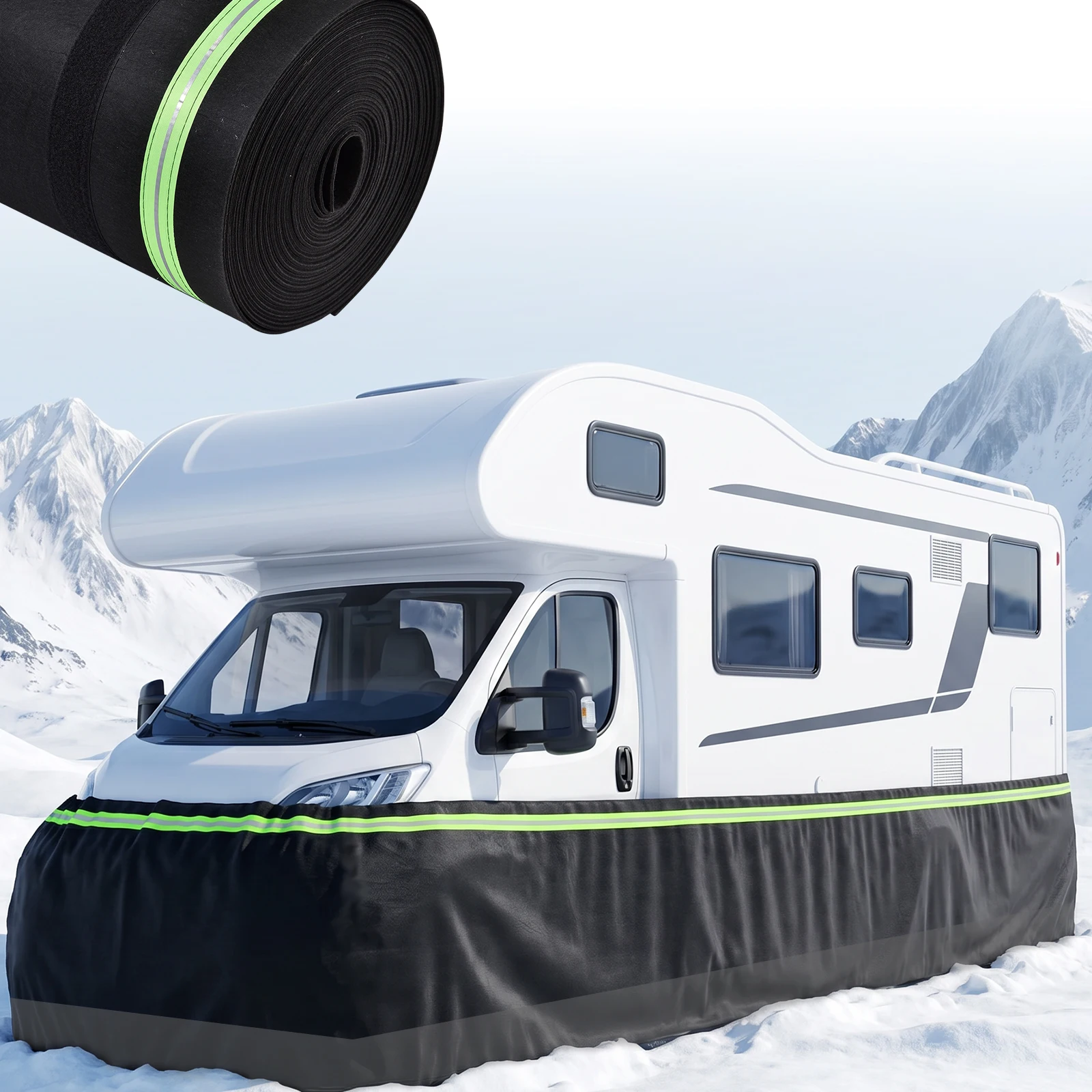 RV Skirting Waterproof Winter Cover Snow Proof Windproof Protection Barrier with Night Reflective Strips Heavy Duty Felt Fabric Camper Skirting Rodent Proof Anti Pest for Travel Trailer 5th Wheel Garage Outdoor Parking Engine Cover
RV Skirting Waterproof Winter Cover Snow Proof Windproof Protection Barrier with Night Reflective Strips Heavy Duty Felt Fabric Camper Skirting Rodent Proof Anti Pest for Travel Trailer 5th Wheel Garage Outdoor Parking Engine Cover