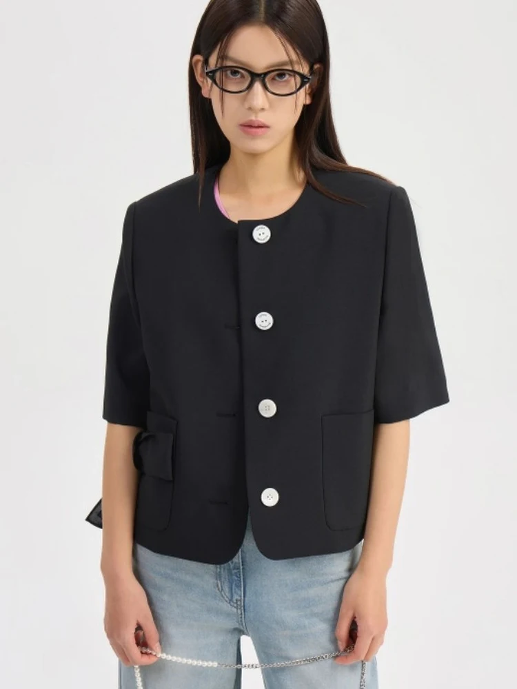 Casual round Neck Short Jacket Women's Cotton Five Sleeve Button up Minimalist Style Summer New Arrival Korean Version
Casual round Neck Short Jacket Women's Cotton Five Sleeve Button up Minimalist Style Summer New Arrival Korean Version