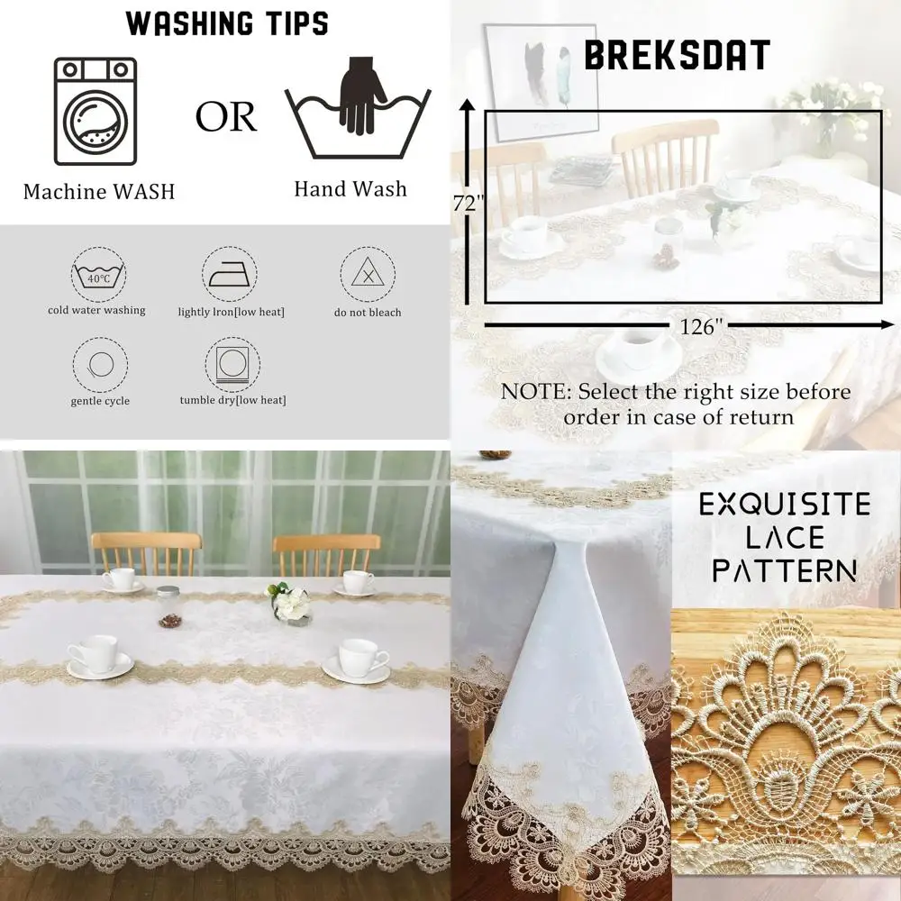 Elegant Lace Tablecloth for Rectangular Tables: Washable Linen for Dining, Holidays, and Outdoor Events (Beige, 1.72m x 1.26m)
Elegant Lace Tablecloth for Rectangular Tables: Washable Linen for Dining, Holidays, and Outdoor Events (Beige, 1.72m x 1.26m)
