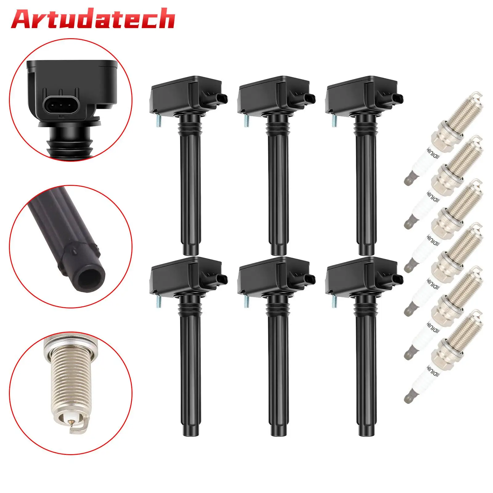 Комплект из 6 катушек зажигания Artudatech + свечи зажигания UF807 для Dodge Ram, Chrysler 3.6L 2016-2021 гг., автомобильные аксессуары
Комплект из 6 катушек зажигания Artudatech + свечи зажигания UF807 для Dodge Ram, Chrysler 3.6L 2016-2021 гг., автомобильные аксессуары