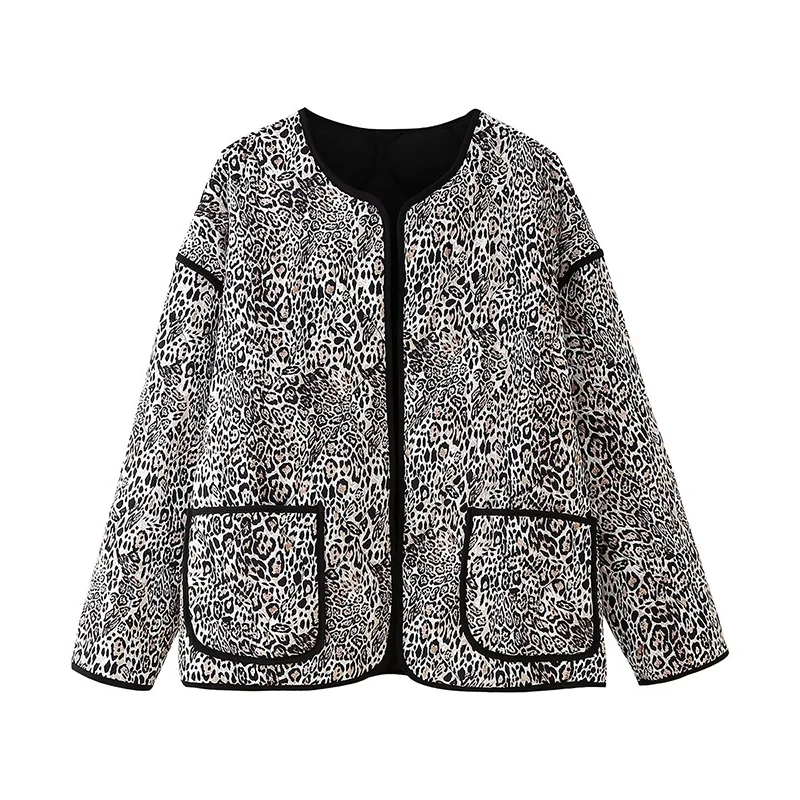 Autumn Women Leopard Print Quilted Jacket Coat Long Sleeve O Neck With Pockets Loose Outerwear Open Stitch Lady Outfits
Autumn Women Leopard Print Quilted Jacket Coat Long Sleeve O Neck With Pockets Loose Outerwear Open Stitch Lady Outfits